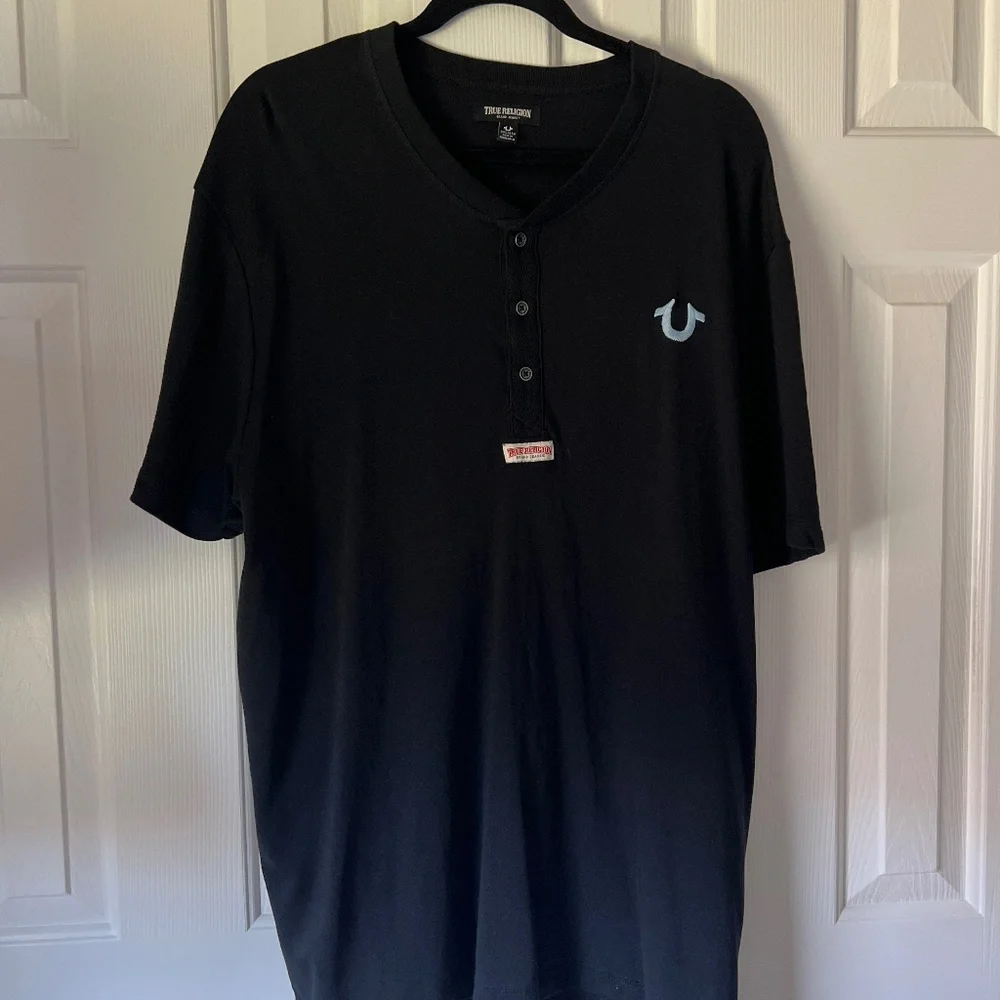 True Religion  Men's T Shirt  Size XL Black Burnout